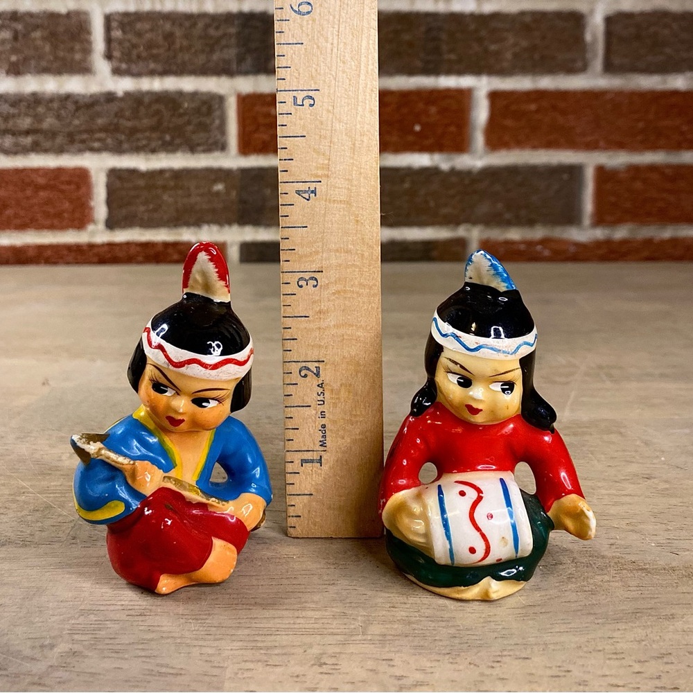 Vintage Native American Indian Salt & Pepper Shaker Set Japan - Picture 2 of 8